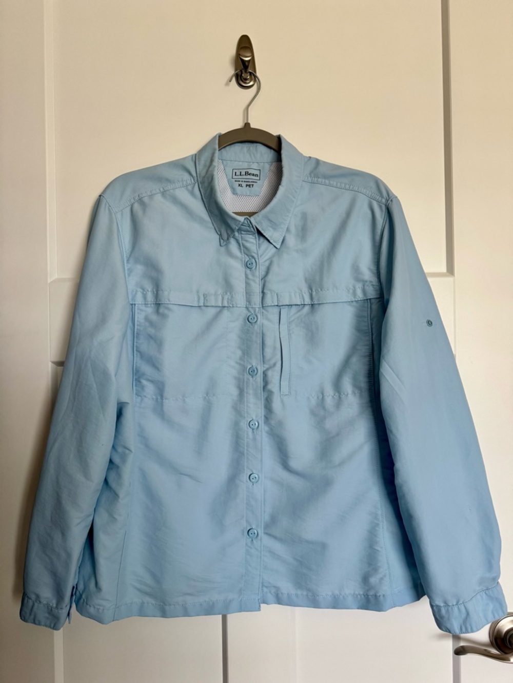 L.L. Bean Light Blue Tropicwear Button-Down Long Sleeve Sun Block Shirt Sz XLP - Picture 2 of 16
